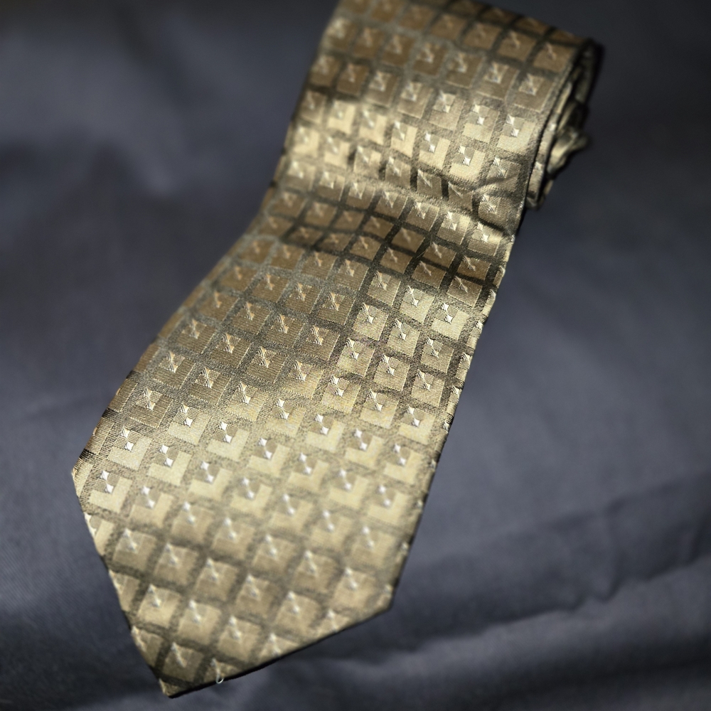 Sophisticated Gold Checkered Men's Tie